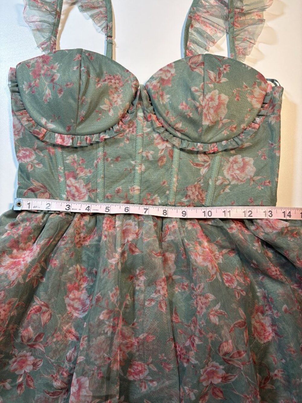 VICI Floral Corset Tiered Mesh Maxi Dress Cottagecore Fairycore Romantic Medium - Picture 9 of 10